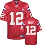 Tom Brady Jersey: Reebok Red AFL 50th Anniversary Replica #12 New England Patriots Jersey - X-Large