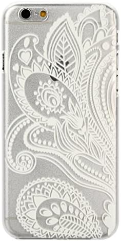 iPhone 6 Case, iPhone 6S Case, JIT Shop® Hard Plastic Case For iPhone 6/6S (4.7Inch) -- Henna White Floral Paisley Flower Mandala Series [Style 04]