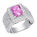 Breathtaking Radiant Cut Checker Board Created Pink Sapphire & White CZ Size 8 Gemstone Ring in Sterling Silver Breathtaking Radiant Cut Checker Board Created Pink Sapphire & White CZ Size 8 Gemstone Ring in Sterling Silver