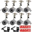 VideoSecu 8 Pack of Outdoor Color CCD Day Night Vision Bullet Security Cameras 420 TVL 24 IR Leds 6mm Lens for CCTV DVR Home Surveillance System with Power Supplies and Free Security Warning Decals WAB