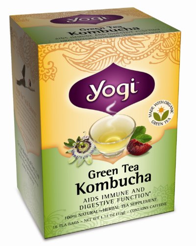 Yogi Green Tea Kombucha, Herbal Tea Supplement, 16-Count Tea Bags (Pack of 6)