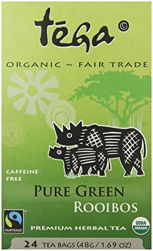 Tega Organic Pure Green Rooibos, 24-Tea Bags, 1.69-Ounce (Pack of 6)