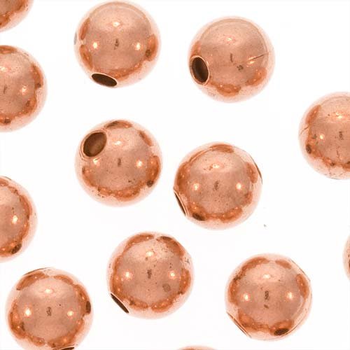 Real Copper Uniform Round Beads 6 mm (25)