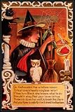 WITCH BLACK CAT BROOM OWL HALLOWEEN LARGE VINTAGE POSTER REPRO