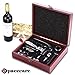 SPACECARE Wine Opener Kit,Stainless Steel Red Wine Beer Bottle Opener Wing Corkscrew,aerator, Thermometer, Stopper, and Accessories Set with Dark Cherry Wood Case - 9 Piece