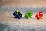 Fish MINI sized Art Glass Striped Angelfish, tropical reef fish figurines assorted colors 6 pc. lot