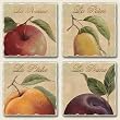 AbsorbaStone Tumbled Tile Assorted Coaster set~ Les Fruits ~ 4 Tile Drink Coa...