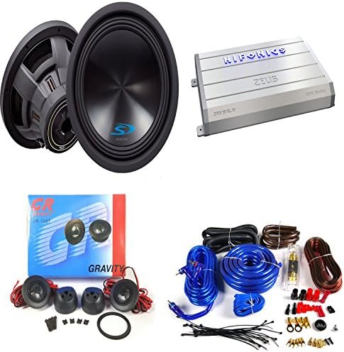 PACKAGE- (2) Alpine SWS-12D4 12" 3000W Car Subwoofer + Monoblock D Class 1800W Amplifier + 200W Silk Suspension Tweeters + 4 Gauge Amplifier Installation Kit