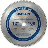 Oshlun SBF-120100 12-Inch 100 Tooth TCG Saw Blade with 1-Inch Arbor for Mild Steel and Ferrous Metals