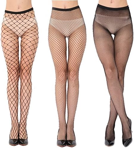 H Secret Women's Seamless Sheer Patterned Fishnet Pantyhose Tights (Pack of 3)(04)