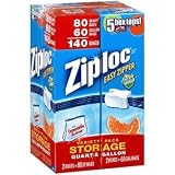 Ziploc Easy Zipper Quart & Gallon Variety Pack, 140 Bags