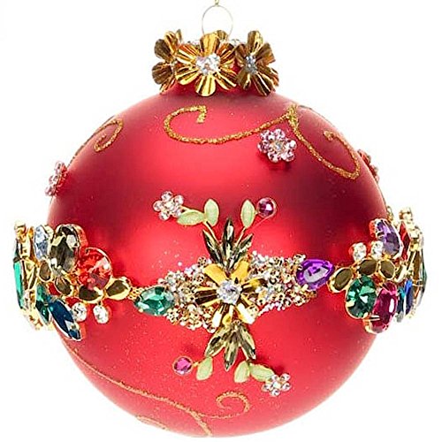 Jeweled Banded Glass Ornament 5 inch 36-43972 Kings Jewels Collection