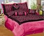 7 Pcs KING Size Comforter Set, Pink and Black "ZEBRA" BEAUTIFUL Flocking (texture) - Brand New