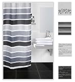 Duschvorhang 180x180 cm 12 Duschringe grau/schwarz/weiß gestreift