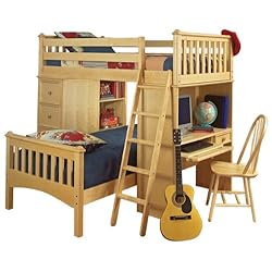 Loft Bed with Desk Chest of Drawers and Bookcase