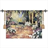 IMAGE OF Floral Courtyard Tapestry Style: Square Black & Gold 28