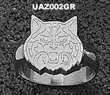 Arizona Wildcats Wildcat Face Men's Ring Size 10 1/2 - Sterling Silver Jewelry
