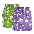 Fuzzibunz 2pack Reusable Diapers- Green/Lavendar