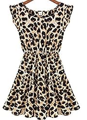 Sexy Leopard Print Sleeveless   Ball Gown Mini Dress 