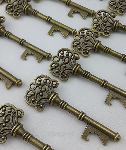 Bronze Skeleton Key Bottle Opener Bridal Shower Wedding Favor Gift Alice in wonderland