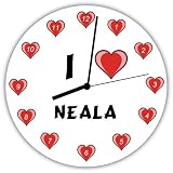 Hardboard Wall Clock with I Love Neala