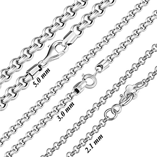 The One Jewelry S925 Solid Sterling Silver Chain Belcher Bead Necklace 18 20 22 24 26 28 30 32 Inch, 2.1mm/3mm/5mm