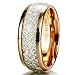 King Will Mens 8mm Domed 14k Gold Tungsten Carbide Ring Meteorite Inlay Wedding Band(12.5)