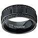 9MM Men's Black Titanium Wedding Band Ring with Double Row Black Cubic Zirconia, Comfort Fit