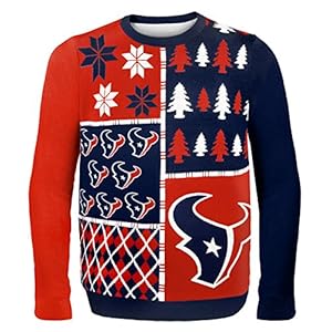 NFL Houston Texans Busy Block Ugly Sweater, X-Large, Red