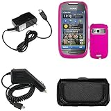 iNcido Brand Nokia C7-00/Astound Combo Rubber Hot Pink Protective Case Face ....