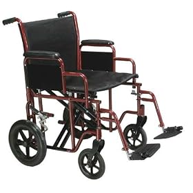`Transport Wheelchair Bariatric 22" Wide Silver Vein