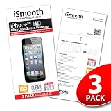 Apple iPhone 5 Screen Protector - NEW 2013 Ultra Premium HD Version - 3 PACK Ultra Clear - iSmooth - Free Lifetime Replacement Guarantee - Bubble Free Installation Guaranteed - Package Includes BONUS Premium Microfiber Cleaning Cloth, Two (2) Dust Removal Stickers, Installation Tips with Video, and Three (3) Ultra Clear Screen Protectors