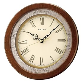 Seiko Wall Quiet Sweep Second Hand Clock Brown Wooden Case with Antique Glass #QXA451BLH