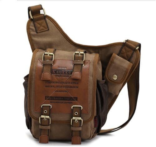 SMARSTAR Canvas Men Boys Classical Single Shoulder Cross Body Bag- Dark Khaki by Smarstar