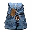 Denim Backpack With Bead Decor Crafted from Vintage Denim