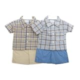 Baby Boys Short Sleeve Checked Shirt and Shorts Baby Clothing Set