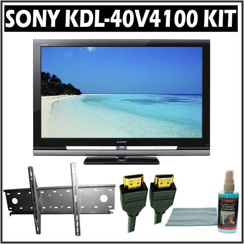 Sony Bravia V-Series KDL-40V4100 40-inch 1080P LCD HDTV and Accessory Outfit Outfit With Wall Mount & 3 Year Warranty! - Sony AKDL40V4100K4