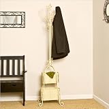 Southern Enterprises Ivory Hall Tree with Rattan Storage