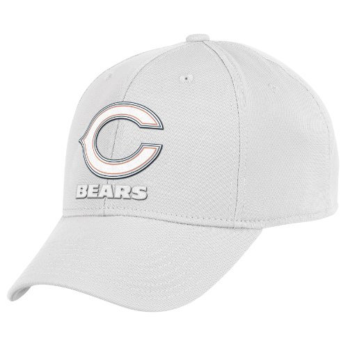 NFL Men's Chicago Bears End Zone White Structured Flex Hat - Tw90Z (White, Large/X-Large)