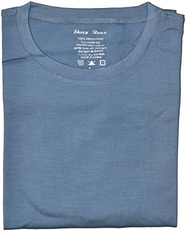 Men's 100% Merino Wool Lightweight Short Sleeve Crew T Shirt (XL, Light Blue)