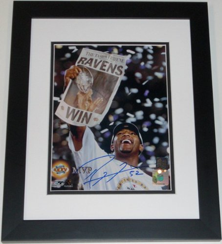 Ray Lewis Autographed Baltimore Ravens Super Bowl 35 MVP 8x10 Photo - Custom Framed