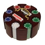 200 Ct Suited 11.5 Gram Poker Chip Set in Wooden Carousel