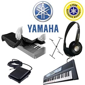 Yamaha EZ-200 61-KEY Lighted Electronic Keyboard with Yamaha Foot Pedal for PSRE213 PSRE313 PSRE413 EZ200 with Stereo Dynamic Headphones and Single-X X-Style Keyboard Stand with 61-76-key Electronic Keyboard Dust Cover Plus Yamaha 2-YEAR Extended Warranty