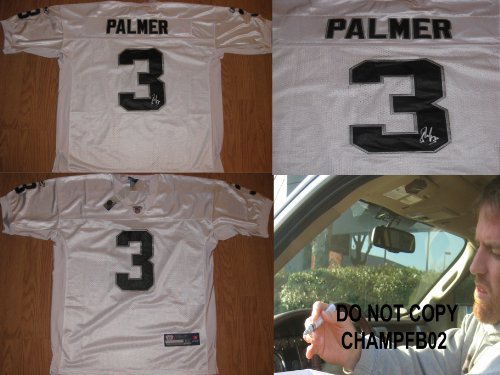 CARSON PALMER,OAKLAND RAIDERS,USC TROJANS,HEISMAN,SIGNED,AUTOGRAPHED,AUTHENTIC JERSEY,COA WITH PROOF,PIC