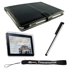 Premium Slim Hard Synthetic Carrying Cover Case for Apple iPad WiFi / 3G 16GB 32GB 64GB + Includes a 4-inch eBigValue (TM) Determination Hand Strap + Anti-Glare Screen Protector For iPad Tablet ( All Models ) + Premium Quality Metal Stylus Styli for Apple iPad