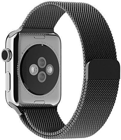 Apple Watch Band, HBBRO 42mm Milanese Loop Stainless Steel Bracelet Strap Bands for Apple Watch 42mm All Models No Buckle Needed With Unique Magnet Lock-Black