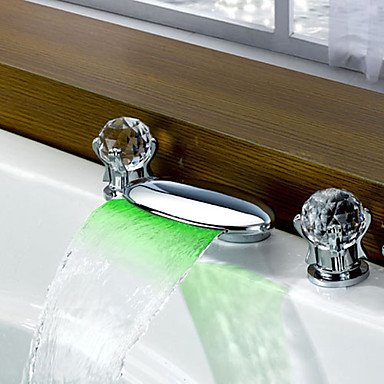 Widespread Contemporary 3 Color Changing Led Waterfall Bathroom