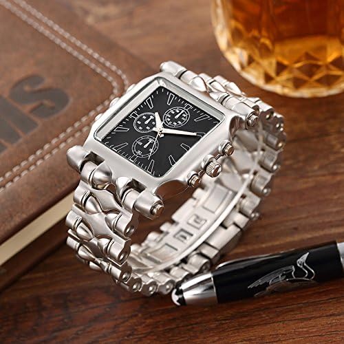 Micosum Stainless Steel Square Men's Business Quartz Watch Waterproof Silver Sports Wristwatches