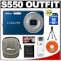 Nikon Coolpix S550 10 Megapixel Digital Camera (Cool Blue) with 5x Optical Zoom & 2-Year Extended Service Coverage + 4GB Memory Card + Card Reader + Nikon Digital Camera Case