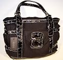 GUESS HANDBAGS; GUESS ATOMIC LOGO SIGNS LARGE TOTE SATCHEL (Black)